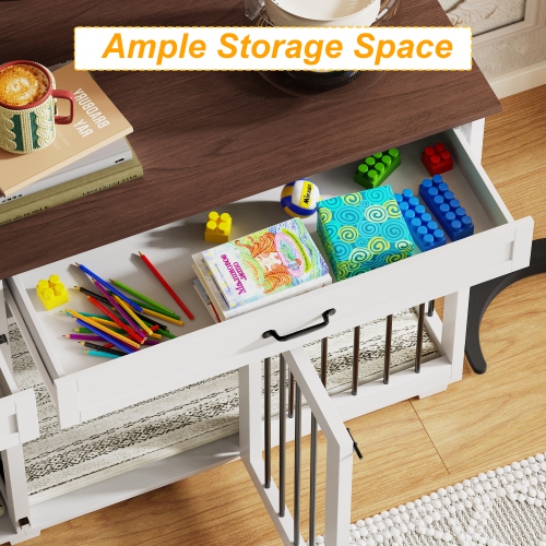 Famapy Modern White Wooden Indoor Dog Crate – Stylish Multi-Purpose Pet Furniture for Multiple Pets, with Secure Doors, Ample Ventilation, and