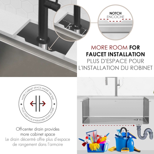 STYLISH Undermount 27 inch Stainless steel Single Bowl Workstation kitchen Sink with Black Accessories