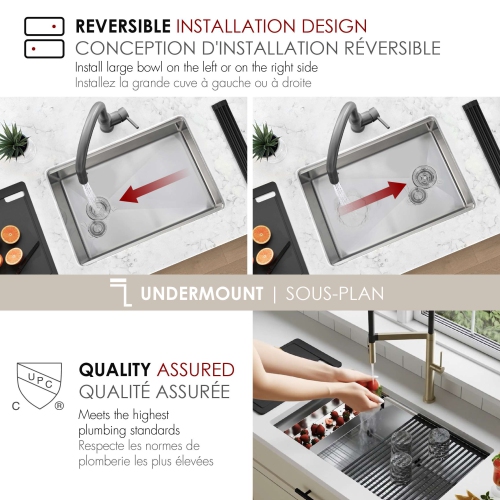 STYLISH Undermount 30 inches Stainless Steel Single Bowl Workstation Kitchen Sink with Black Accessories