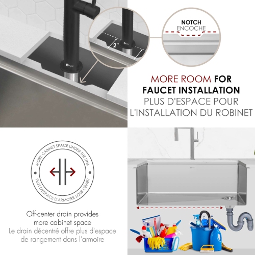 STYLISH Undermount 30 inches Stainless Steel Single Bowl Workstation Kitchen Sink with Black Accessories