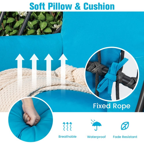 Chaise pliante suspendue en forme d'oeuf de Costway avec coussin souple Hamac pivotant