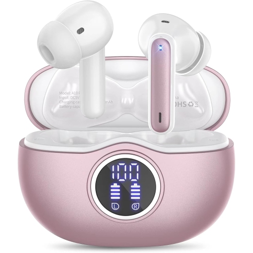 PRISMI  Wireless Earbuds, Bluetooth Headphones \w Stereo Sound, Led Power Display Earphones \w 50H Playtime Wireless Charging Case, Ipx7 Waterproof