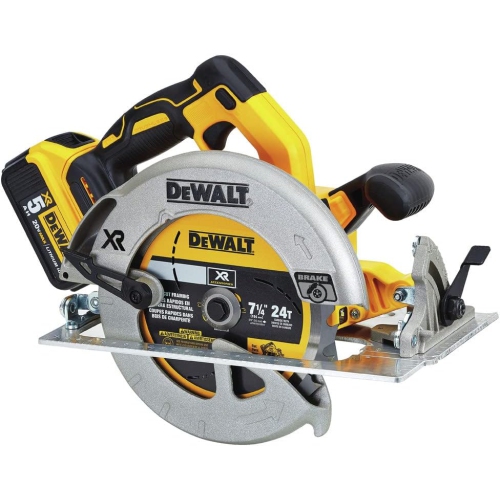 Remis à neuf – Scie circulaire sans fil au lithium-ion de 7 1/4 20 V MAX XR de DEWALT avec batterie et chargeur 5 Ah SEULEMENT