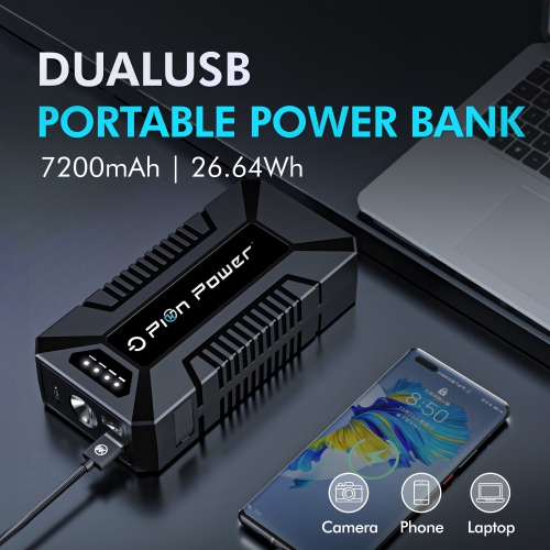 Pion Power E600LFP Portable Power Station 614Wh 1200W with YC08 Jumpstarter 12V Car Battery, 7200 mAh Power Bank- Camping Kit