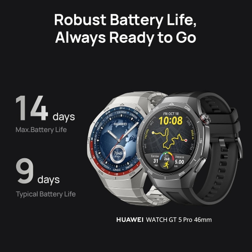 HUAWEI Watch GT 5 Pro 46 mm Smartwatch, Sharp-Edged Design, up to 14 Days Battery Life, Pro-Level Sports Watch, Health Tracking, Compatible with iOS