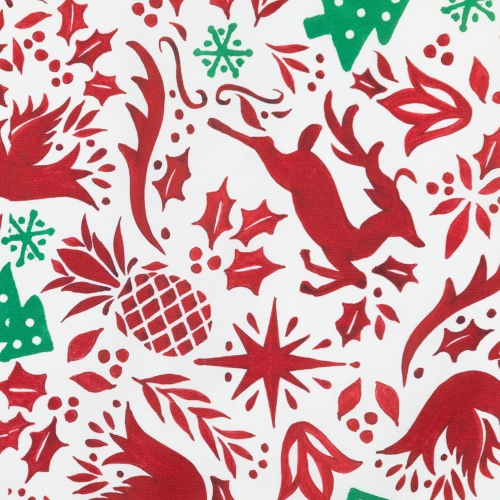 Chemin de table de Noël rectangulaire renne et tourterelles - 72 po