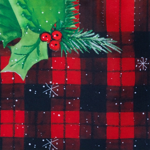 Chemin de table de Noël rectangulaire à motif écossais avec houx et baies - 72&nbsp;po