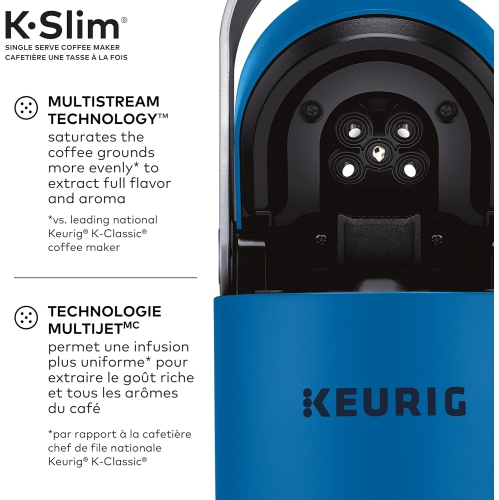 Keurig K-Slim Single Serve K-Cup Pod Coffee Maker, Featuring Simple Push Button Controls And MultiStream Technology, Twilight Blue