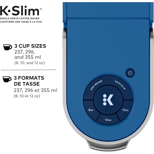 Keurig K-Slim Single Serve K-Cup Pod Coffee Maker, Featuring Simple Push Button Controls And MultiStream Technology, Twilight Blue