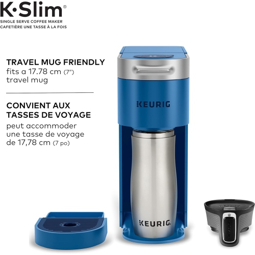 Keurig K-Slim Single Serve K-Cup Pod Coffee Maker, Featuring Simple Push Button Controls And MultiStream Technology, Twilight Blue