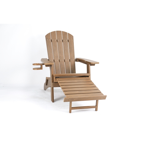BACKYARD LIFESTYLES  - Folding Adirondack Chair W/hideaway Footrest & Cup Holder - In Brown