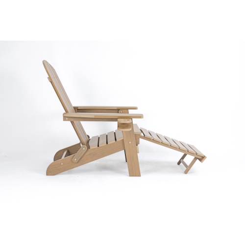 Backyard Lifestyles - Folding Adirondack Chair w/Hideaway Footrest & Cup Holder - Brown