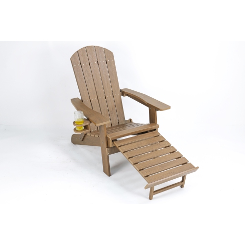 Backyard Lifestyles - Folding Adirondack Chair w/Hideaway Footrest & Cup Holder - Brown