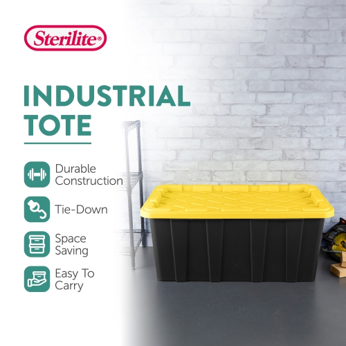 Sterilite – Contenants de rangement industriels empilables avec couvercle, 38 gallons, paq./16