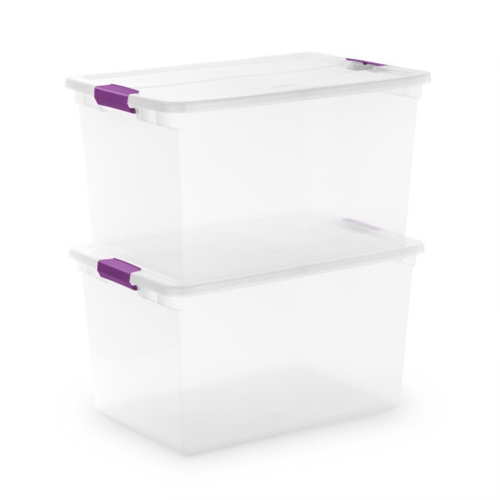 Sterilite 66 Quart ClearView Storage Tote Container with Latching Lid,