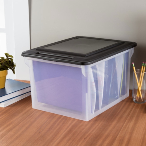 Sterilite File Box, Clear Bankers Box, Organizer Storage Tote w/ Lid