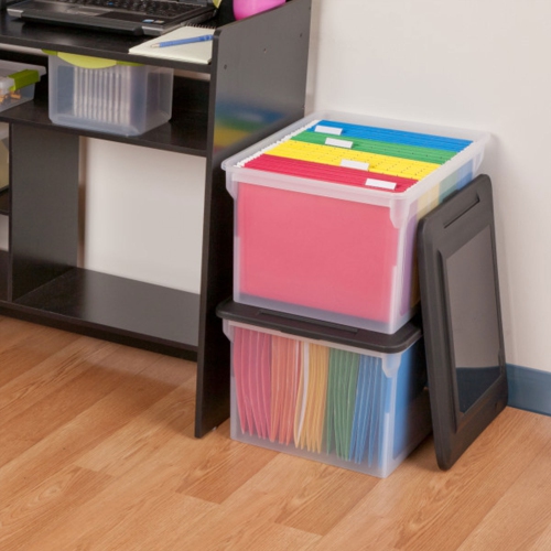 Sterilite File Box, Clear Bankers Box, Organizer Storage Tote w/ Lid