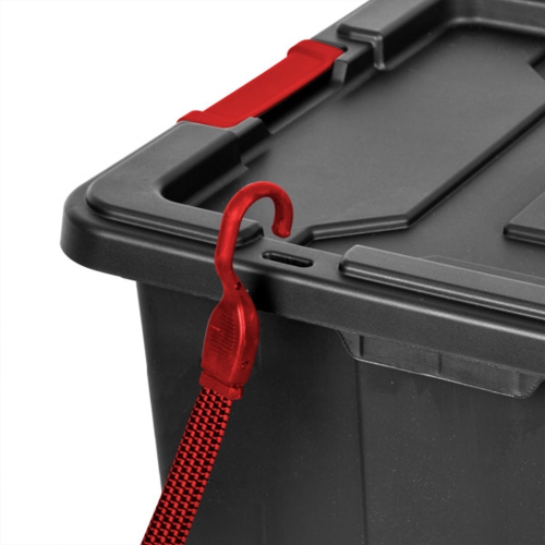 Sterilite 27 Gallon Durable Rugged Industrial Tote w/Red Latches, Black