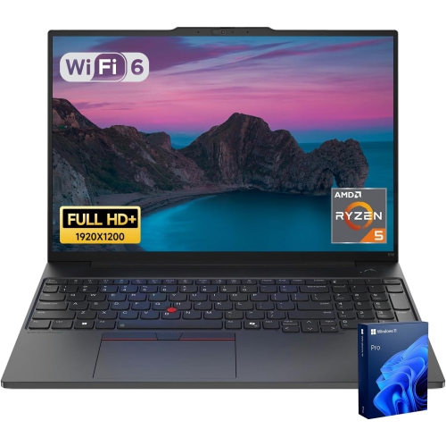 LENOVO  Thinkpad E16, 16" Fhd+ 1920X1200, Ryzen 5 7535U, 32GB Ddr5 Ram, 1Tb SSD, Fp Reader, Ir Cam, Backlit Kb, Wi-Fi 6, Win 11 Pro In Black