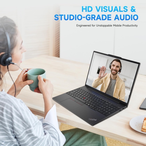 Lenovo ThinkPad E16, 16" WUXGA, Ryzen 5 7530U, 16GB RAM, 512GB SSD, FP Reader, HDMI, RJ-45, Webcam, Wi-Fi 6, Win 11 Pro, Black