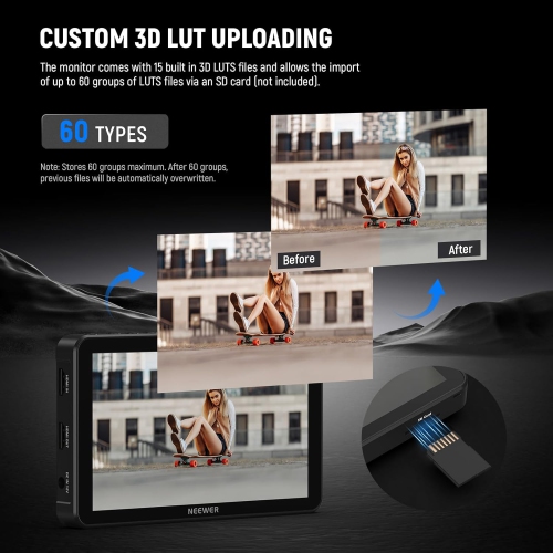 Refurbished - NEEWER F700 7" Camera Field Monitor, 2000nit HD 1920x1080 IPS Touch Screen with 3D LUT, 4K HDMI Loop in/Out - F700 w/ 1 NP-F750 Battery