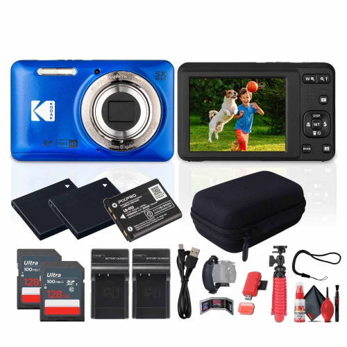 Kodak Pixpro FZ55 Digital Camera in Blue Bundle with Accessories