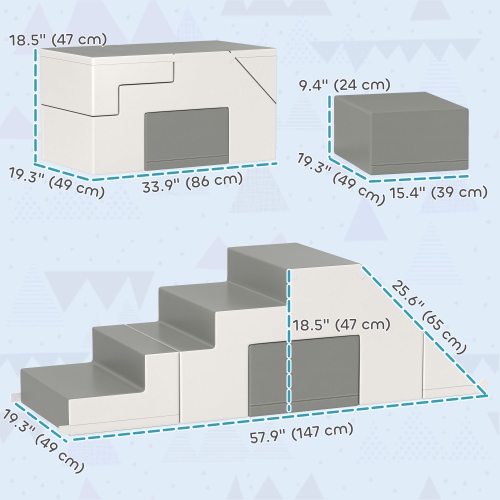Qaba Kids Crawl and Climb Foam Play Set Toddler Nugget 2-Piece Interactive Set for Climbing, Crawling, Sliding Play Zone for Baby Preschooler 1-3