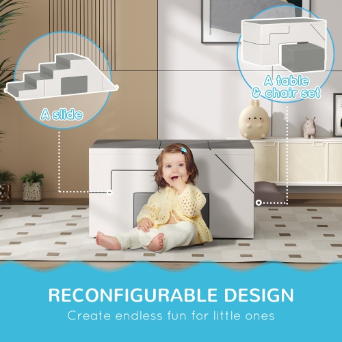 Qaba Kids Crawl and Climb Foam Play Set Toddler Nugget 2-Piece Interactive Set for Climbing, Crawling, Sliding Play Zone for Baby Preschooler 1-3