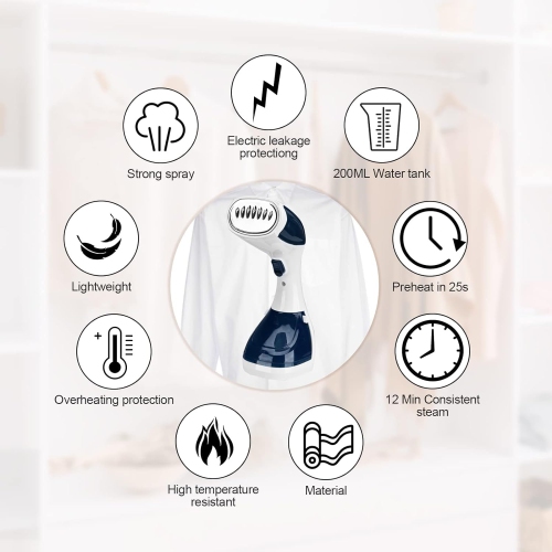 Défroisseur à vapeur portatif 180 ml de 1500 W avec fonction de chauffage rapide en 30 secondes. Fer à vapeur idéal pour la maison ou les