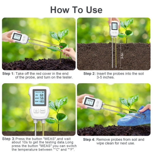 Soil Meter,3 in 1 Digital Plant Soil Moisture Meter with PH/Moisture/Temperature for Garden,Lawn,Farming and House/Outdoor Plants