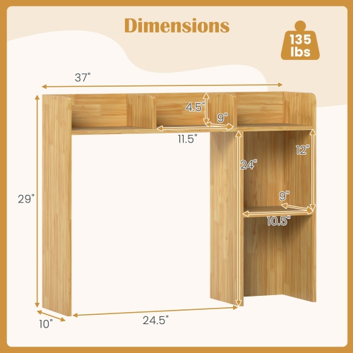 3-Tier Desk Bookshelf with 4 Shelves, Perfect for Home Office or Study Use