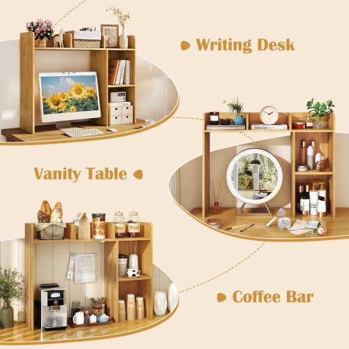 3-Tier Desk Bookshelf with 4 Shelves, Perfect for Home Office or Study Use