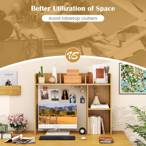 3-Tier Desk Bookshelf with 4 Shelves, Perfect for Home Office or Study Use