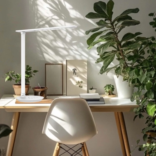 Eyelumia LED Full Spectrum Eye-Caring Smart Desk Lamp with Auto Dimming, 4000K/3000K, 15W, Night Light & Rest Reminder, White