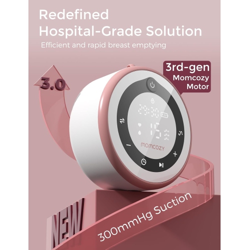 Momcozy Breast Pump V1 Pro Hospital-Grade, Hands-Free & Portable Wearable Pump, Upgraded Electric Pump with 3 Fine-Tuned Rhythms|15 Levels