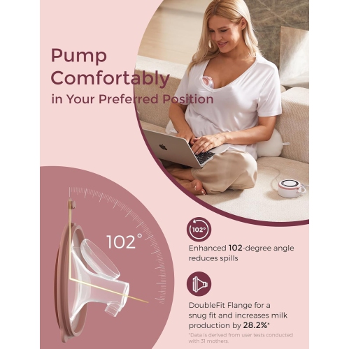 Momcozy Breast Pump V1 Pro Hospital-Grade, Hands-Free & Portable Wearable Pump, Upgraded Electric Pump with 3 Fine-Tuned Rhythms|15 Levels