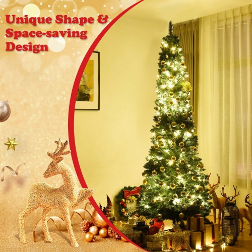 Narrow PVC Christmas Tree with Pencil Shape, Ideal for Apartments or Entryways