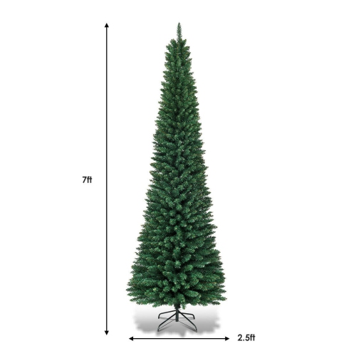 Narrow PVC Christmas Tree with Pencil Shape, Ideal for Apartments or Entryways