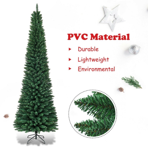 Narrow PVC Christmas Tree with Pencil Shape, Ideal for Apartments or Entryways