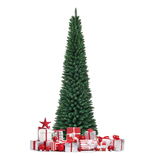 Narrow PVC Christmas Tree with Pencil Shape, Ideal for Apartments or Entryways