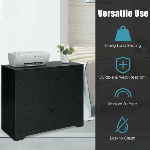 Classeur de bureau avec 2 grands tiroirs et barres ajustables pour le rangement des dossiers de format lettre et ministre