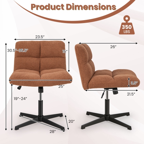 Arm less Office Chair with Cross Legs, Adjustable Height, and Imitation Lamb Fleece