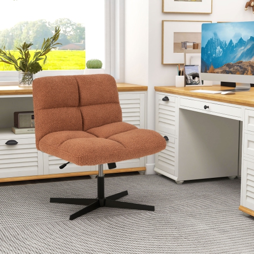Arm less Office Chair with Cross Legs, Adjustable Height, and Imitation Lamb Fleece