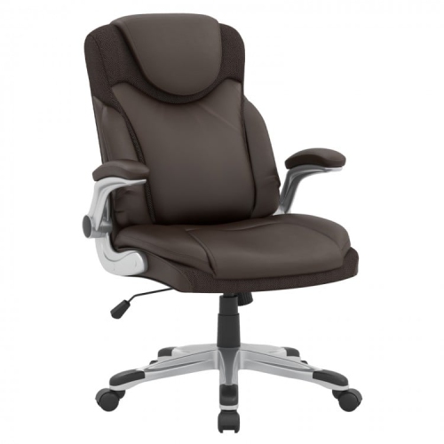 Ergonomic Office Executive Chair with PU Leather, Flip-up Armrests, and Rocking Function