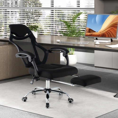 Mesh Office Chair with Ergonomic Design, Footrest, and Tilting Backrest