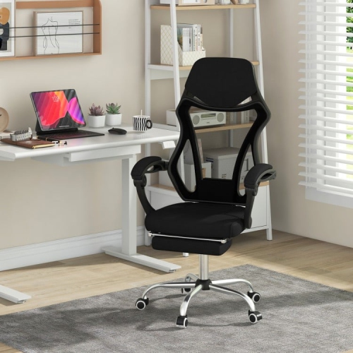 Mesh Office Chair with Ergonomic Design, Footrest, and Tilting Backrest