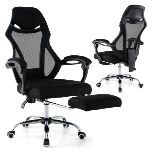 Mesh Office Chair with Ergonomic Design, Footrest, and Tilting Backrest