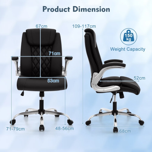 PU Leather Office Chair with Adjustable Height and Rocking Function for Comfort