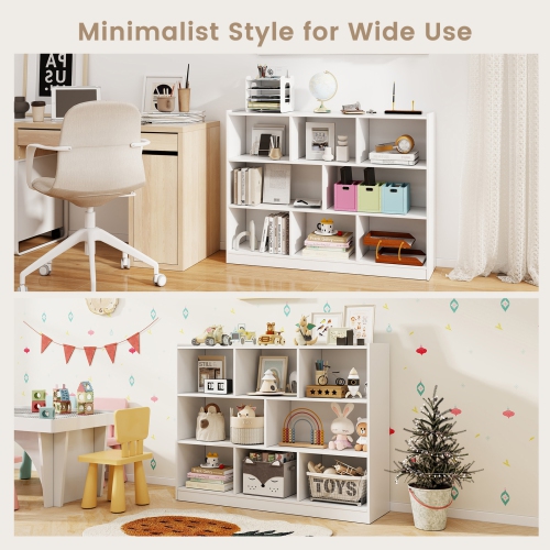 Bibliothèque ouverte à 3 niveaux avec 8 tablettes de rangement sur pied pour présentoir