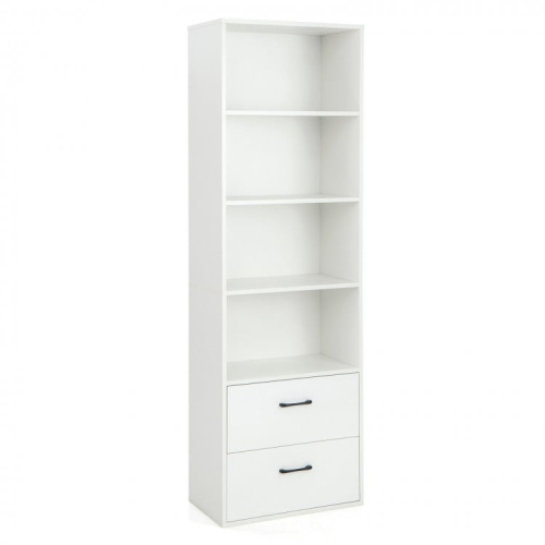 6-Tier Tall Freestanding Bookshelf with 4 Open Shelves and 2 Drawers for Storage